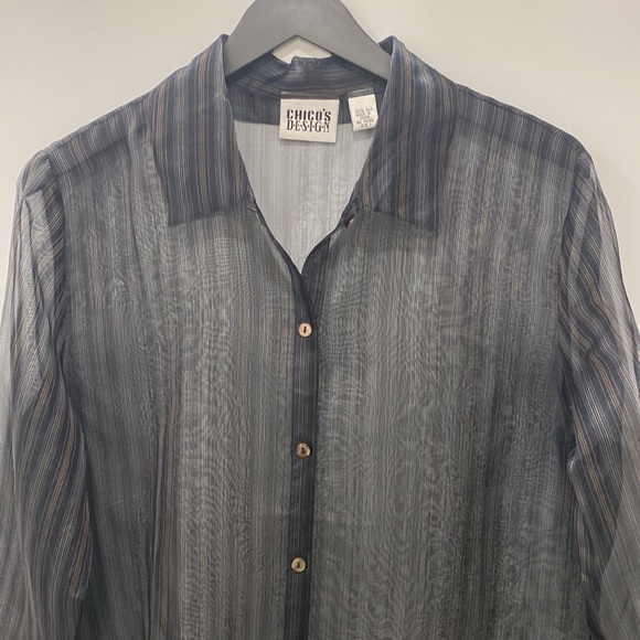 **NWOT ** Chicos Blouse 100% Silk Organza - Picture 7 of 15